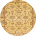 Round Machine Washable Abstract Orange Rug, wshabs2993