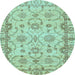 Round Oriental Light Blue Traditional Rug, abs2993lblu