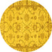 Round Machine Washable Oriental Yellow Traditional Rug, wshabs2993yw