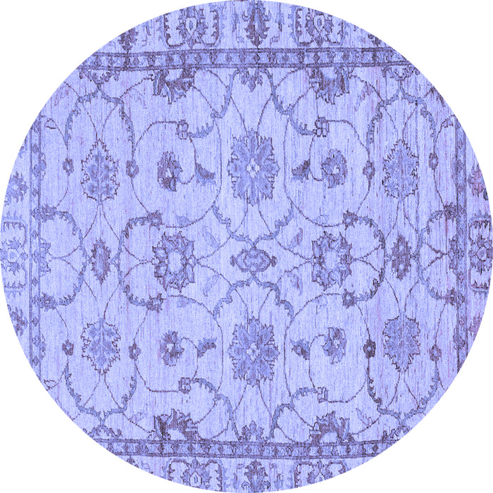 Round Machine Washable Oriental Blue Traditional Rug, wshabs2993blu