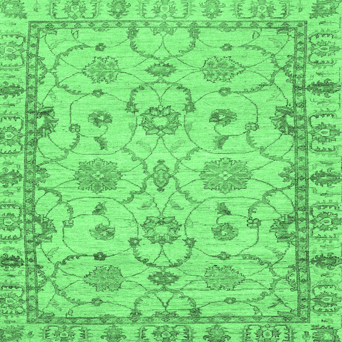 Square Machine Washable Oriental Emerald Green Traditional Area Rugs, wshabs2993emgrn