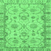 Square Machine Washable Oriental Emerald Green Traditional Area Rugs, wshabs2993emgrn