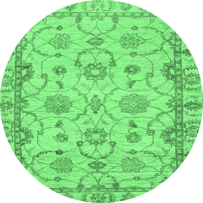 Round Oriental Emerald Green Traditional Rug, abs2993emgrn