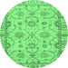 Round Oriental Emerald Green Traditional Rug, abs2993emgrn