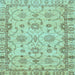 Square Oriental Light Blue Traditional Rug, abs2993lblu