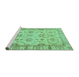 Sideview of Machine Washable Oriental Turquoise Traditional Area Rugs, wshabs2993turq
