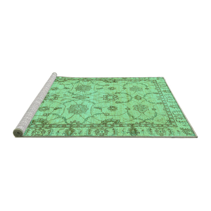 Sideview of Machine Washable Oriental Turquoise Traditional Area Rugs, wshabs2993turq