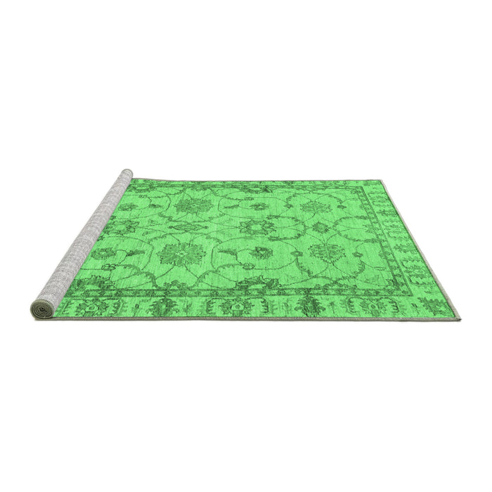 Sideview of Machine Washable Oriental Emerald Green Traditional Area Rugs, wshabs2993emgrn