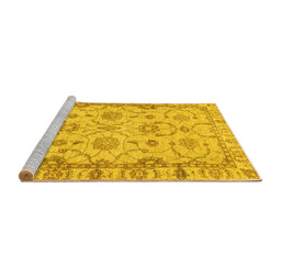 Sideview of Machine Washable Oriental Yellow Traditional Rug, wshabs2993yw