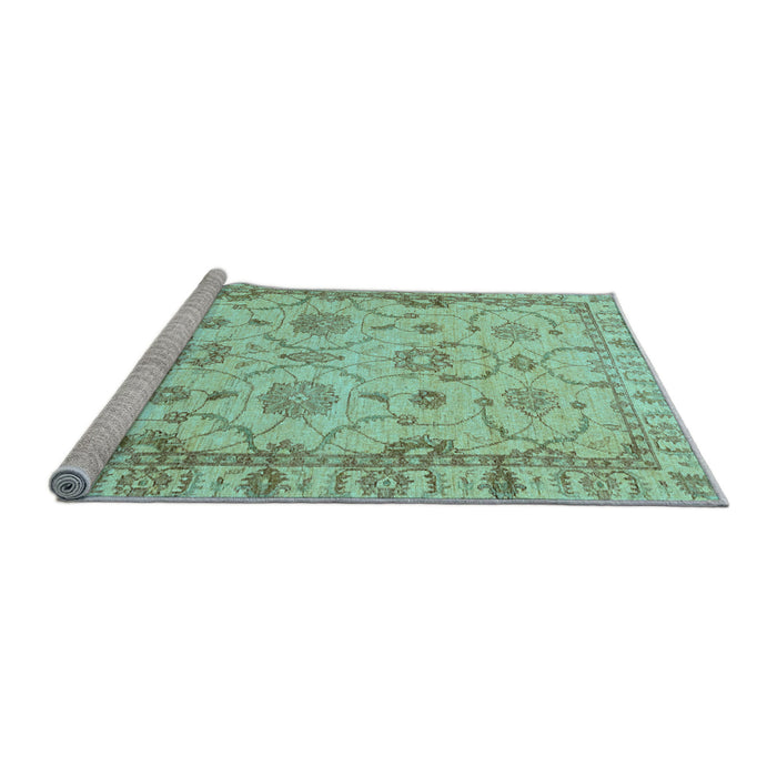 Sideview of Machine Washable Oriental Light Blue Traditional Rug, wshabs2993lblu