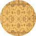 Round Oriental Brown Traditional Rug, abs2993brn