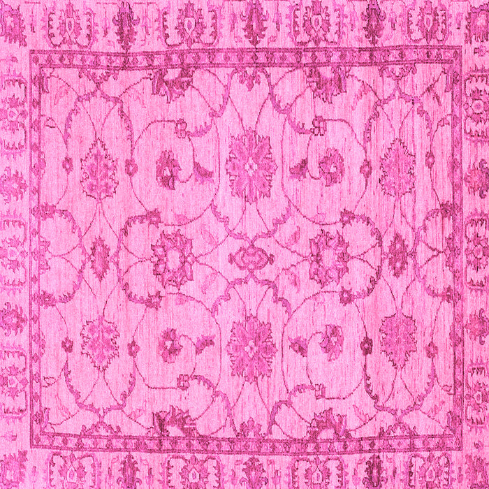 Square Machine Washable Oriental Pink Traditional Rug, wshabs2993pnk