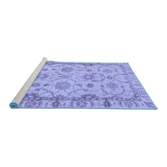Sideview of Machine Washable Oriental Blue Traditional Rug, wshabs2993blu
