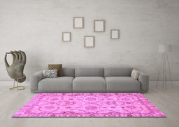 Machine Washable Oriental Purple Traditional Area Rugs in a Living Room, wshabs2993pur