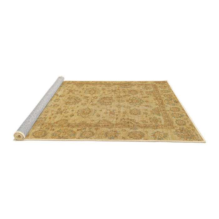 Sideview of Machine Washable Abstract Yellow Rug, wshabs2994