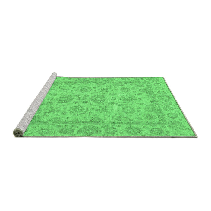 Sideview of Machine Washable Oriental Emerald Green Traditional Area Rugs, wshabs2994emgrn