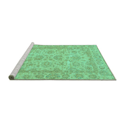 Sideview of Machine Washable Oriental Turquoise Traditional Area Rugs, wshabs2994turq