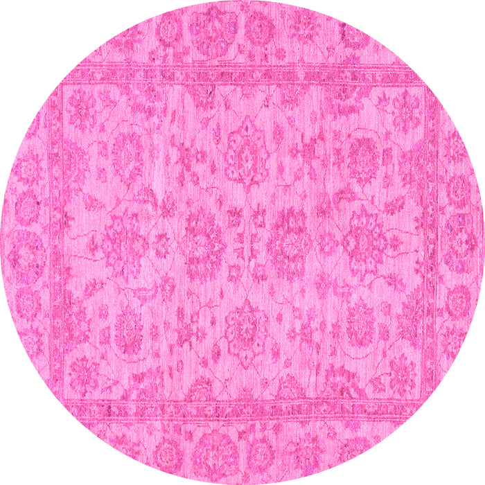 Round Oriental Pink Traditional Rug, abs2994pnk