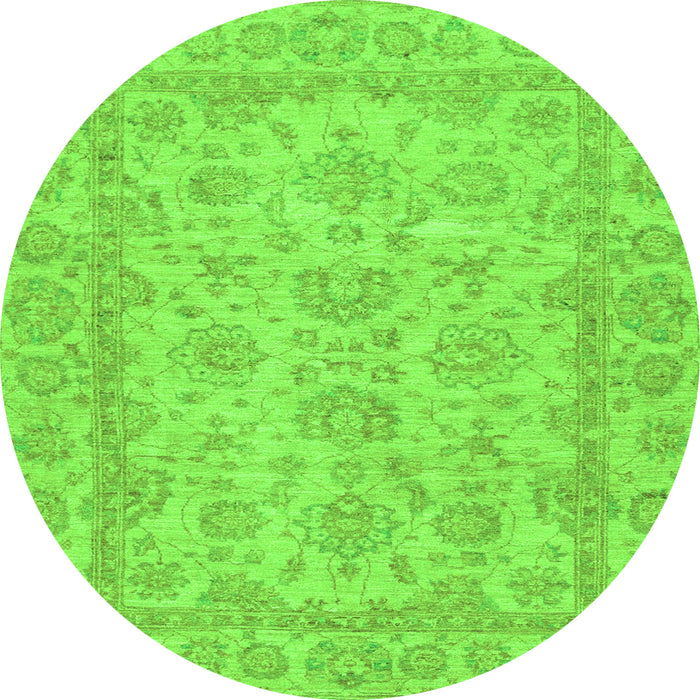 Round Machine Washable Oriental Green Traditional Area Rugs, wshabs2994grn