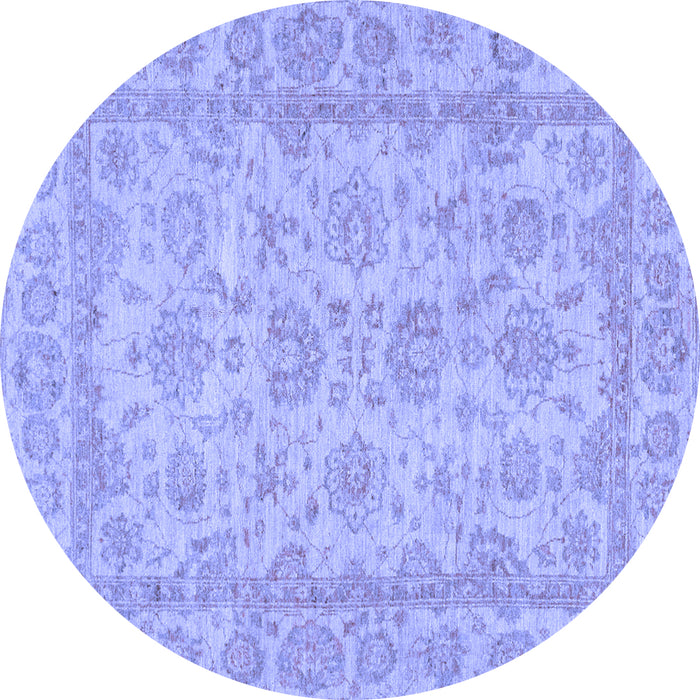 Round Machine Washable Oriental Blue Traditional Rug, wshabs2994blu