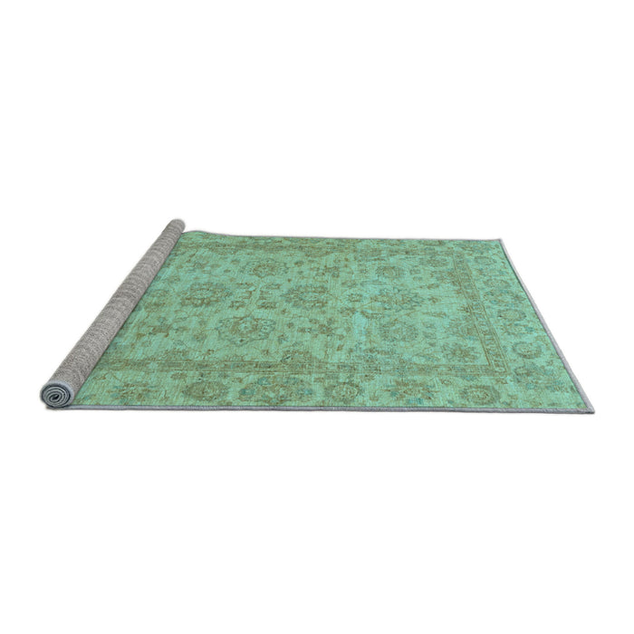 Sideview of Machine Washable Oriental Light Blue Traditional Rug, wshabs2994lblu