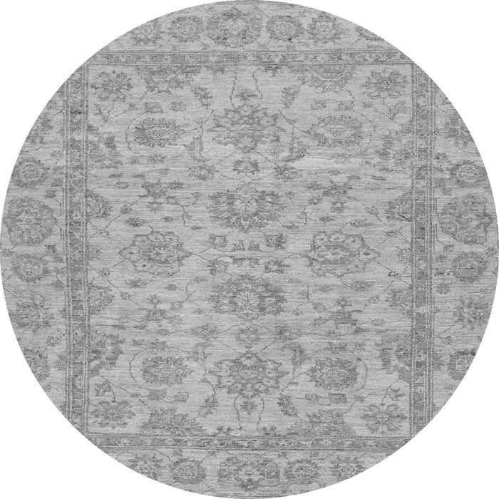 Round Machine Washable Oriental Gray Traditional Rug, wshabs2994gry