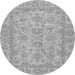 Round Machine Washable Oriental Gray Traditional Rug, wshabs2994gry