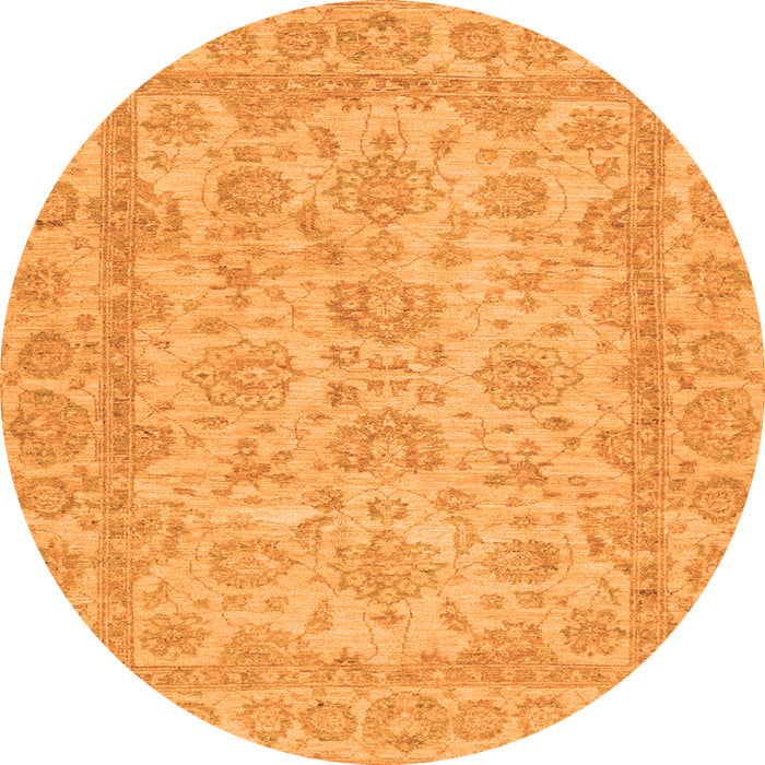 Round Oriental Orange Traditional Rug, abs2994org