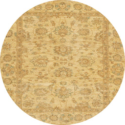 Round Abstract Yellow Oriental Rug, abs2994