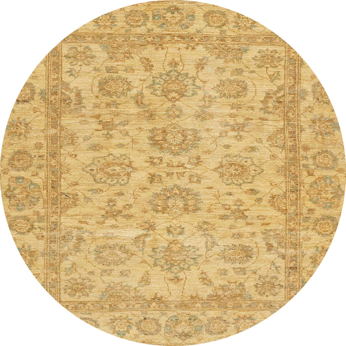 Round Abstract Yellow Oriental Rug, abs2994