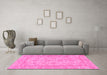 Machine Washable Oriental Pink Traditional Rug in a Living Room, wshabs2994pnk