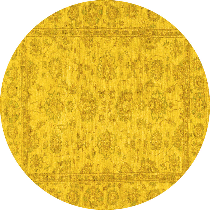 Round Oriental Yellow Traditional Rug, abs2994yw