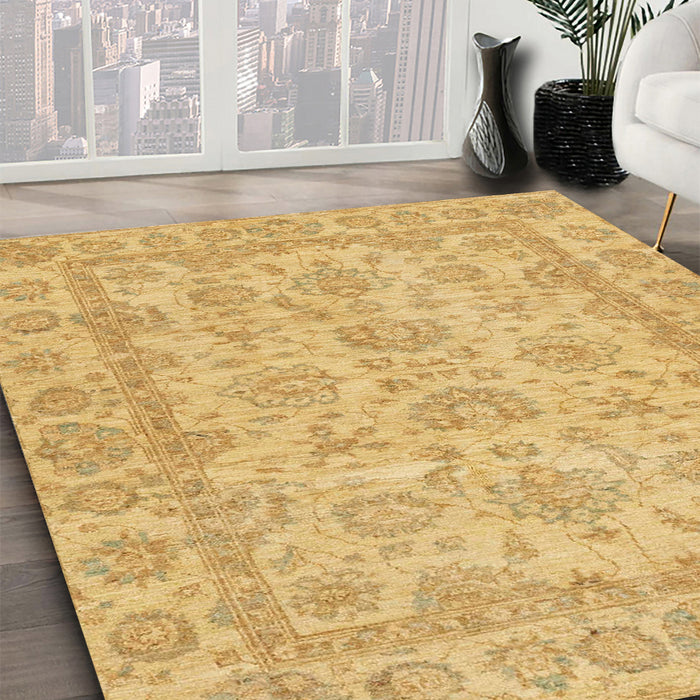 Machine Washable Abstract Yellow Rug in a Family Room, wshabs2994
