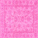 Square Machine Washable Oriental Pink Traditional Rug, wshabs2994pnk