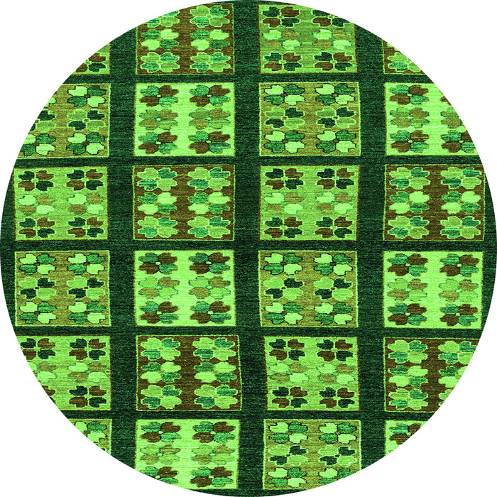 Round Machine Washable Abstract Green Modern Area Rugs, wshabs2995grn