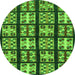 Round Machine Washable Abstract Green Modern Area Rugs, wshabs2995grn