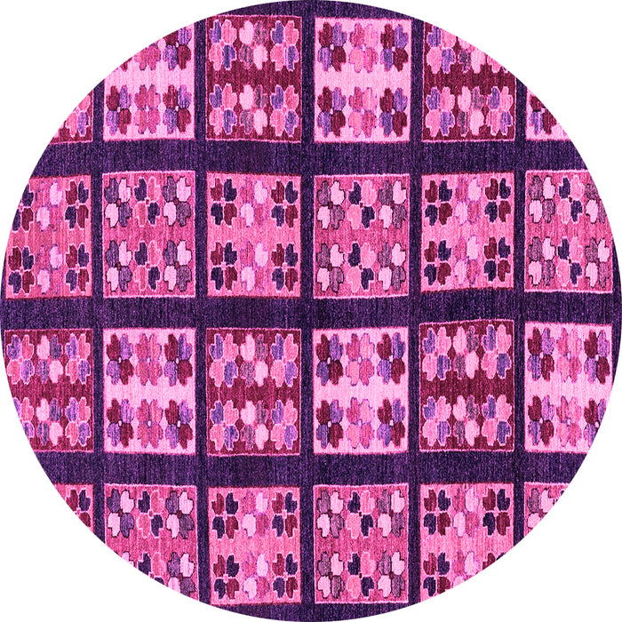 Round Machine Washable Abstract Pink Modern Rug, wshabs2995pnk