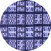 Round Machine Washable Abstract Blue Modern Rug, wshabs2995blu