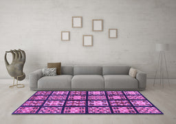 Machine Washable Abstract Purple Modern Area Rugs in a Living Room, wshabs2995pur