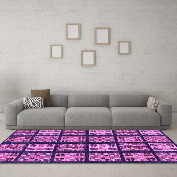 Machine Washable Abstract Purple Modern Area Rugs in a Living Room, wshabs2995pur