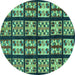 Round Abstract Turquoise Modern Rug, abs2995turq