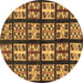 Round Machine Washable Abstract Brown Modern Rug, wshabs2995brn