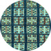 Round Abstract Light Blue Modern Rug, abs2995lblu