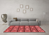 Machine Washable Abstract Red Modern Rug, wshabs2995red