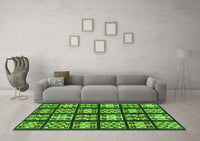 Machine Washable Abstract Green Modern Rug, wshabs2995grn