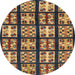 Round Abstract Bakers Brown Modern Rug, abs2995