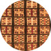 Round Machine Washable Abstract Orange Modern Area Rugs, wshabs2995org