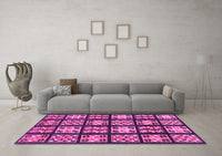 Machine Washable Abstract Pink Modern Rug, wshabs2995pnk