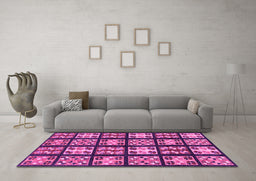 Machine Washable Abstract Pink Modern Rug in a Living Room, wshabs2995pnk