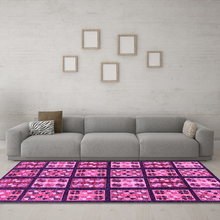 Machine Washable Abstract Pink Modern Rug in a Living Room, wshabs2995pnk